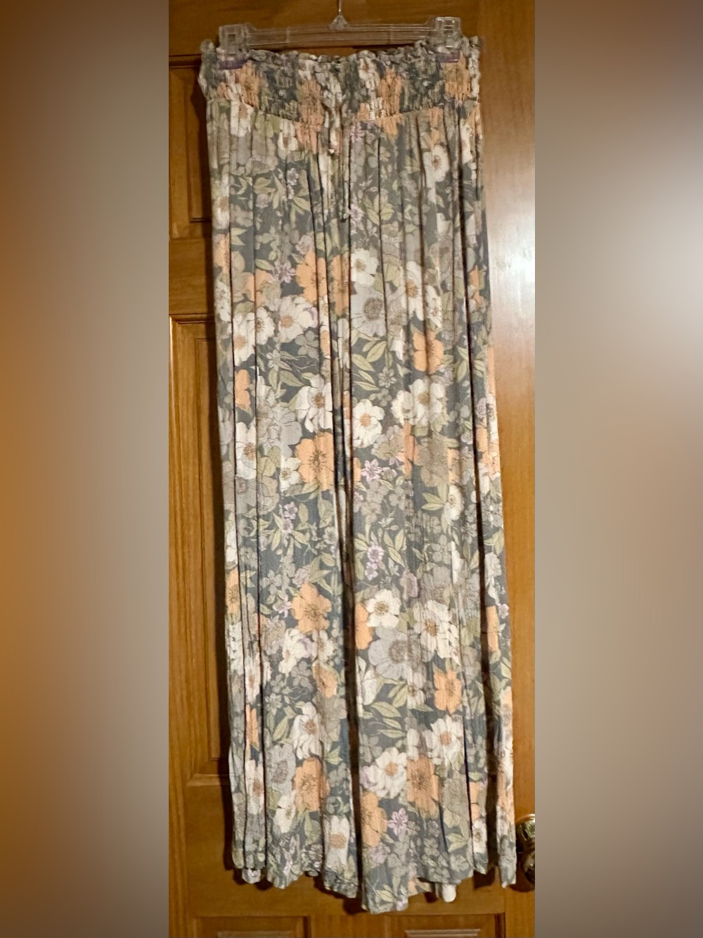 Women’s Wide Leg Floral Jumpsuit - Peach & Gray